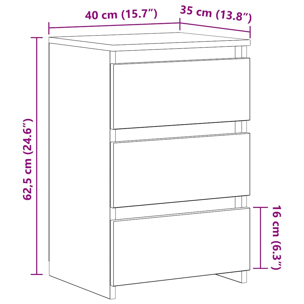 Nachttische 2 Stk. Schwarz 40x35x62,5 cm Holzwerkstoff